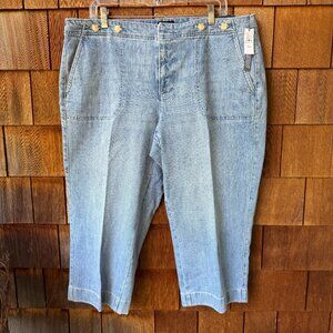 NWT TALBOTS Light Wash Stretch Denim Wide Leg Crop Jeans in Women's 16W Petite